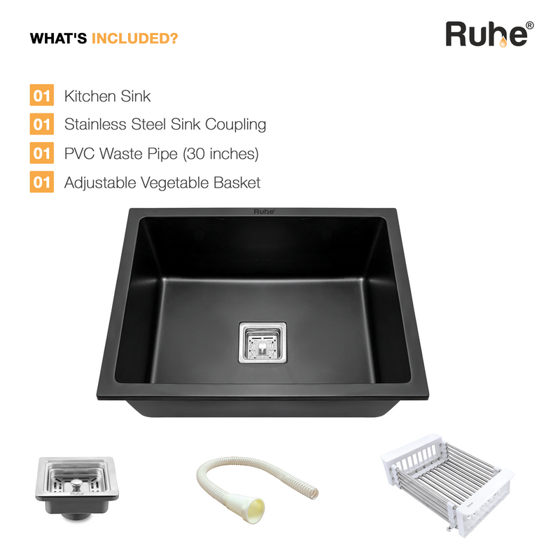 Quartz Single Bowl Kitchen Sink (24 x 18 x 9 Inches)