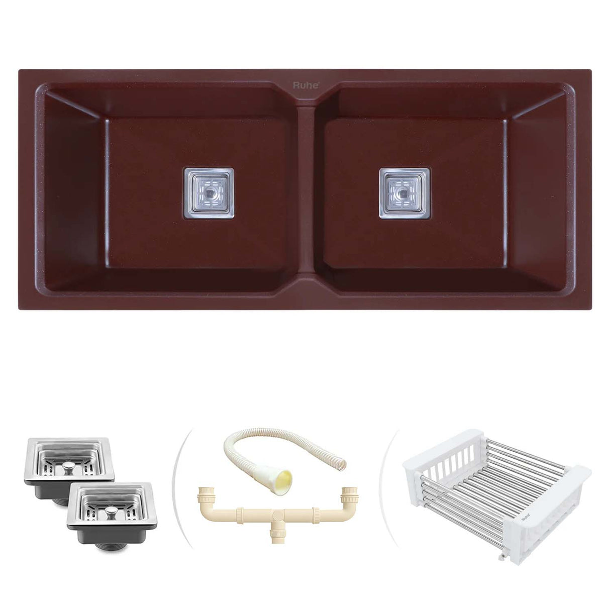 Quartz Double Bowl Kitchen Sink (45 x 20 x 9 inches)