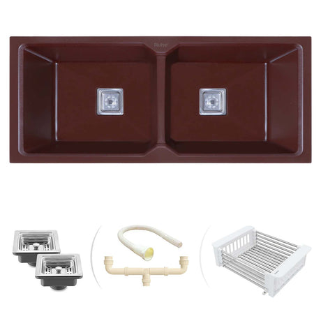 Quartz Double Bowl Kitchen Sink (45 x 20 x 9 inches)