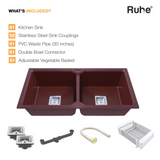 Quartz Double Bowl Kitchen Sink (37 x 18 x 9 Inches)