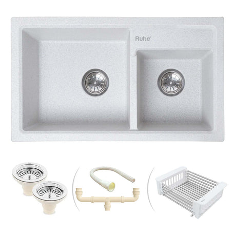 Quartz Double Bowl Kitchen Sink (31 x 18 x 9 Inches)