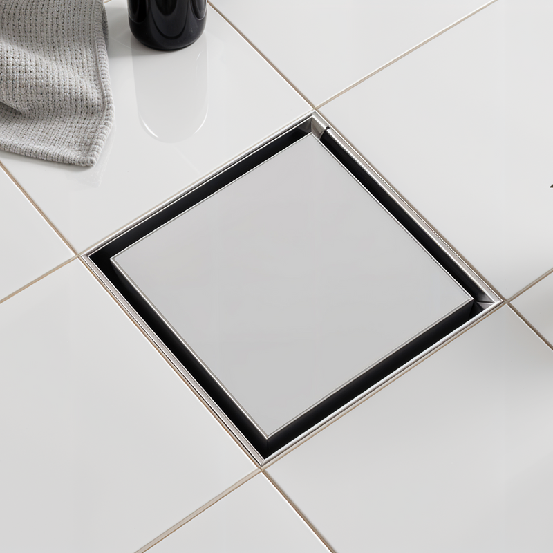 Marble-Insert Shower Drain Channel (4 x 4 Inches)