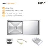 Handmade Single Bowl with Drainboard Kitchen Sink (37 x 18 x 10 Inches) (What's Included)