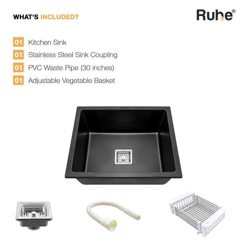 Quartz Single Bowl Kitchen Sink (21 x 18 x 9 Inches)