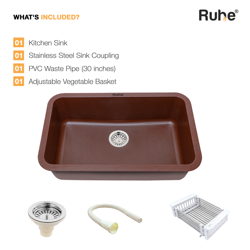 Quartz Single Bowl Kitchen Sink (31 x 19 x 9 Inches)