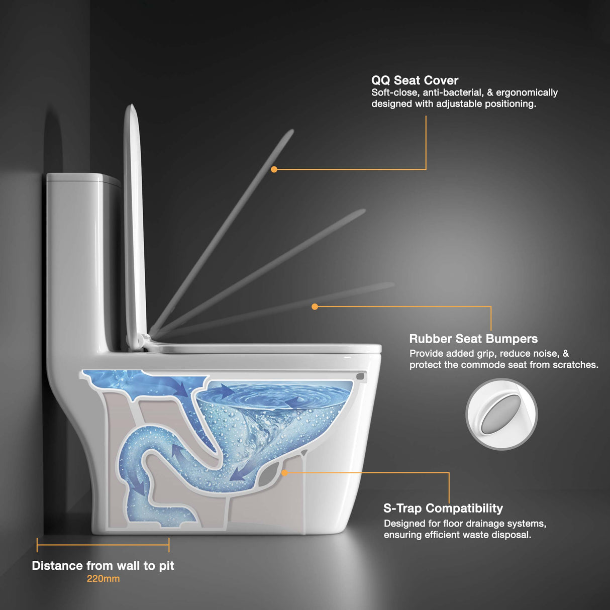 Athos One Piece Western Commode