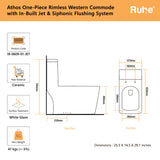 Athos One Piece Western Commode with Built-In Jet(Dimensions)