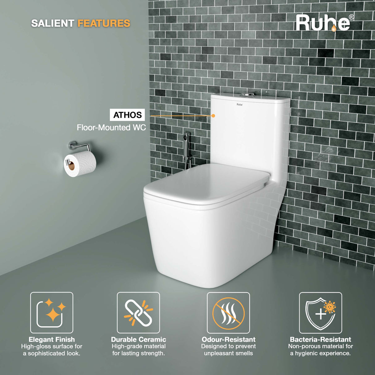 Athos One Piece Western Commode