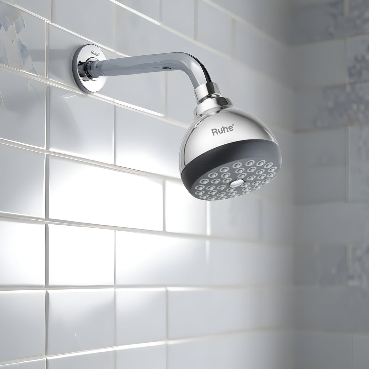 Beta Overhead Shower (3 Inches) with Shower Arm (12 Inches) - by Ruhe