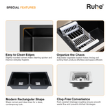 Black Quartz Double Bowl Kitchen Sink (37 x 18 x 9 Inches) (Special Features)