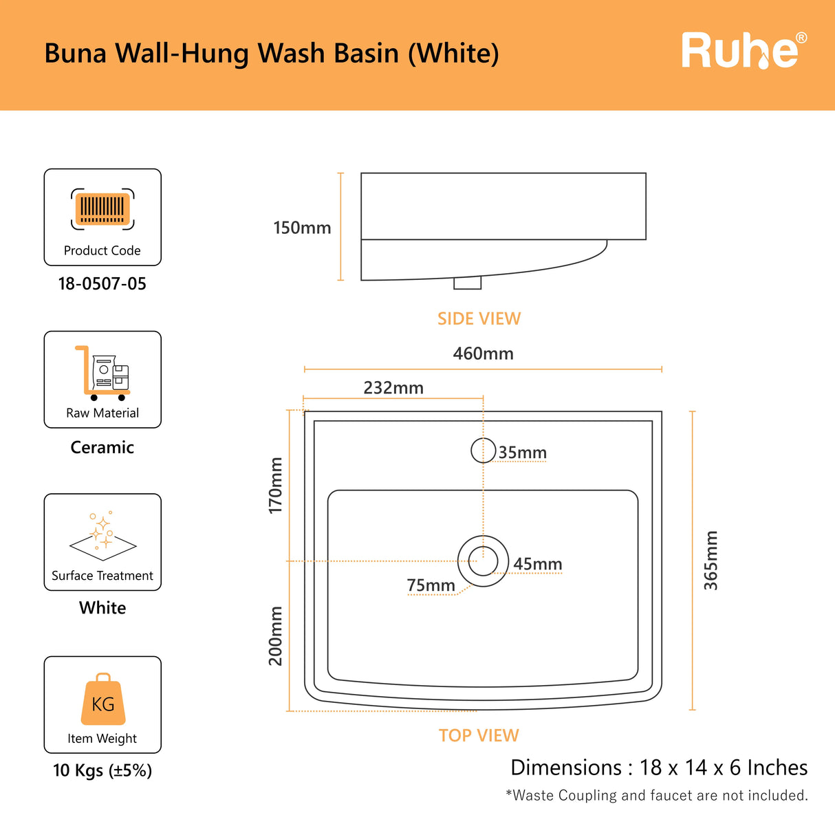 Buna Wall-hung Wash Basin