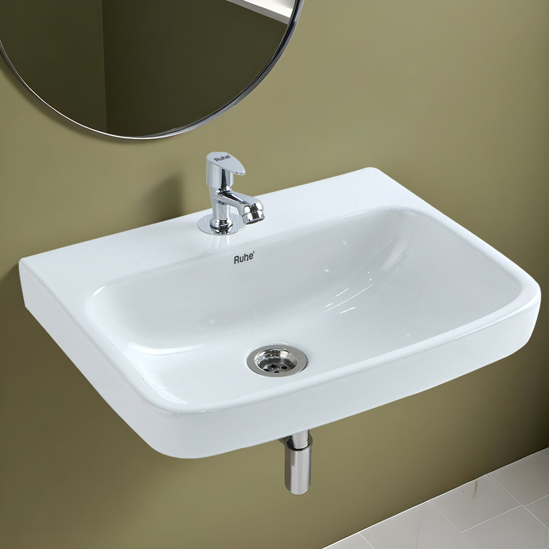 Buna Wall-hung Wash Basin (White) - by Ruhe