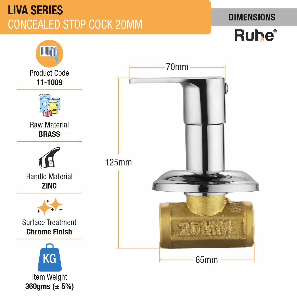 Liva Brass Concealed Stop Valve – Chrome