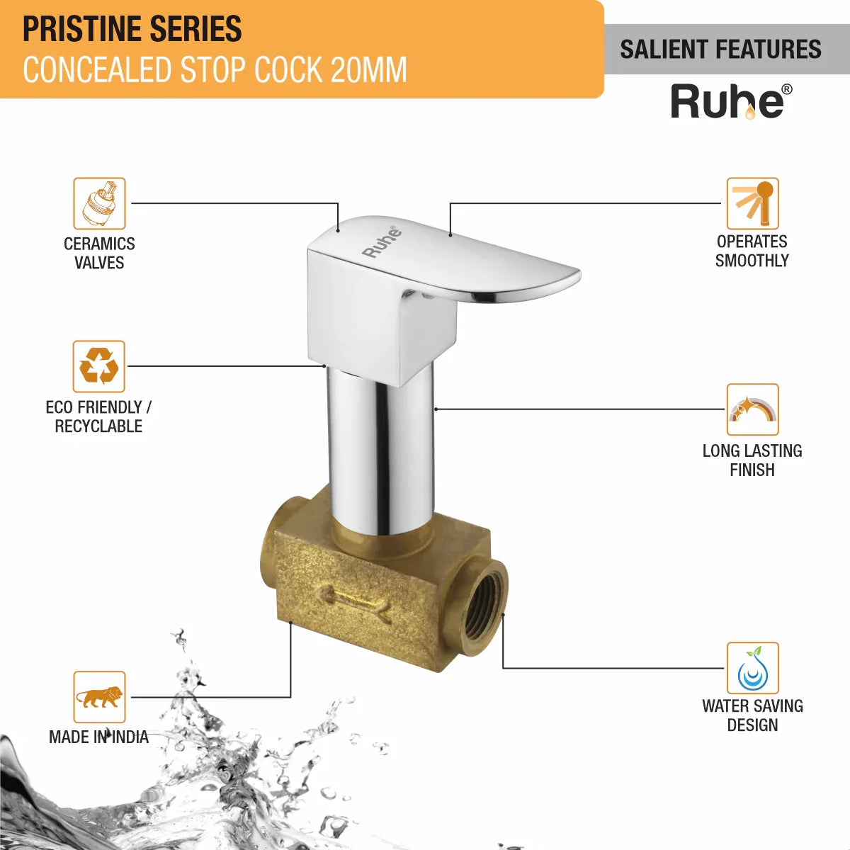 Pristine Concealed Stop Valve Brass Faucet