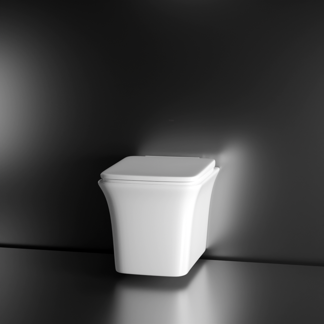 Crystal Wall-Hung Rimless P-Trap Siphonic Western Toilet / Commode (White) - by Ruhe