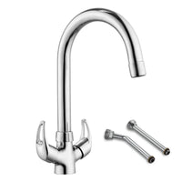 Aqua Brass Double Handle Wash Basin Mixer Tap with Swivel Spout