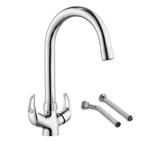 Aqua Deck Mount Wash Basin Mixer Tap with Swivel Spout