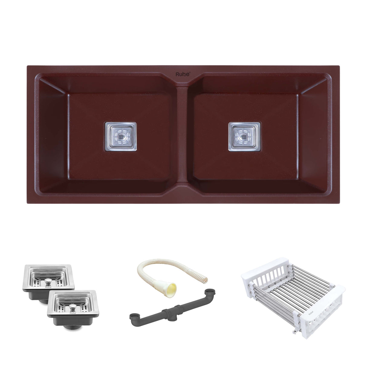 Quartz Double Bowl Kitchen Sink (37 x 18 x 9 Inches)