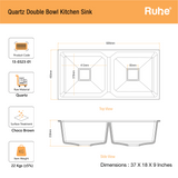 Choco Brown Quartz Double Bowl Kitchen Sink (37 x 18 x 9 Inches) (Dimensions)