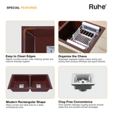 Choco Brown Quartz Double Bowl Kitchen Sink (37 x 18 x 9 Inches) (Special Features)