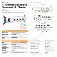 Aurora 4-Function dimensions: wall groove 95 × 395 mm, tile opening 80 × 365 mm, 80–90 mm wall depth including tile