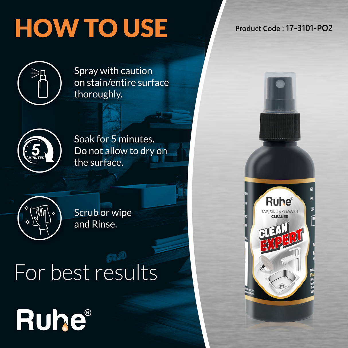 Clean Expert - Tap, Sink & Shower Cleaner (Pack of 2)Â -Â byÂ Ruhe