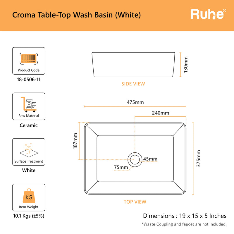 Croma Table-Top Wash Basin