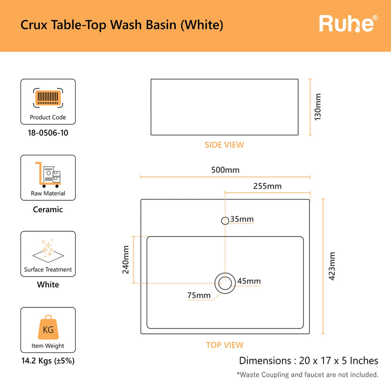 Crux Table Top Wash Basin