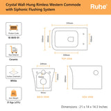 Crystal Wall-Hung Western Commode(Dimensions)