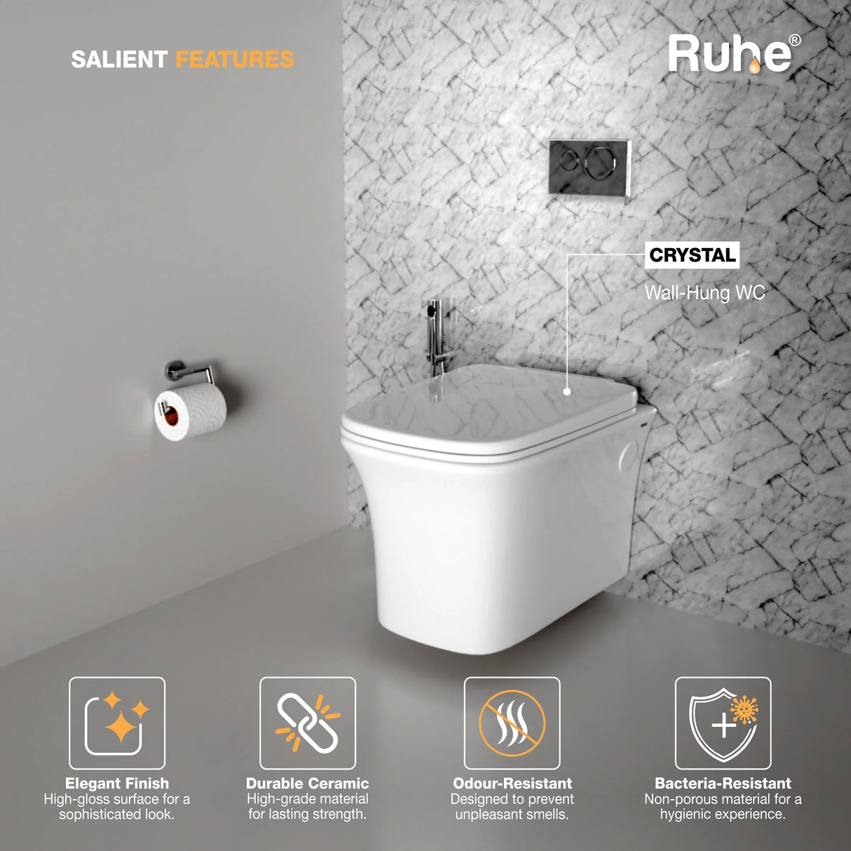 Crystal Wall-Hung Western Commode