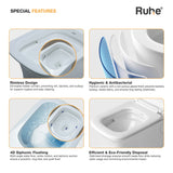 Crystal Wall-Hung Western Commode, rimless design