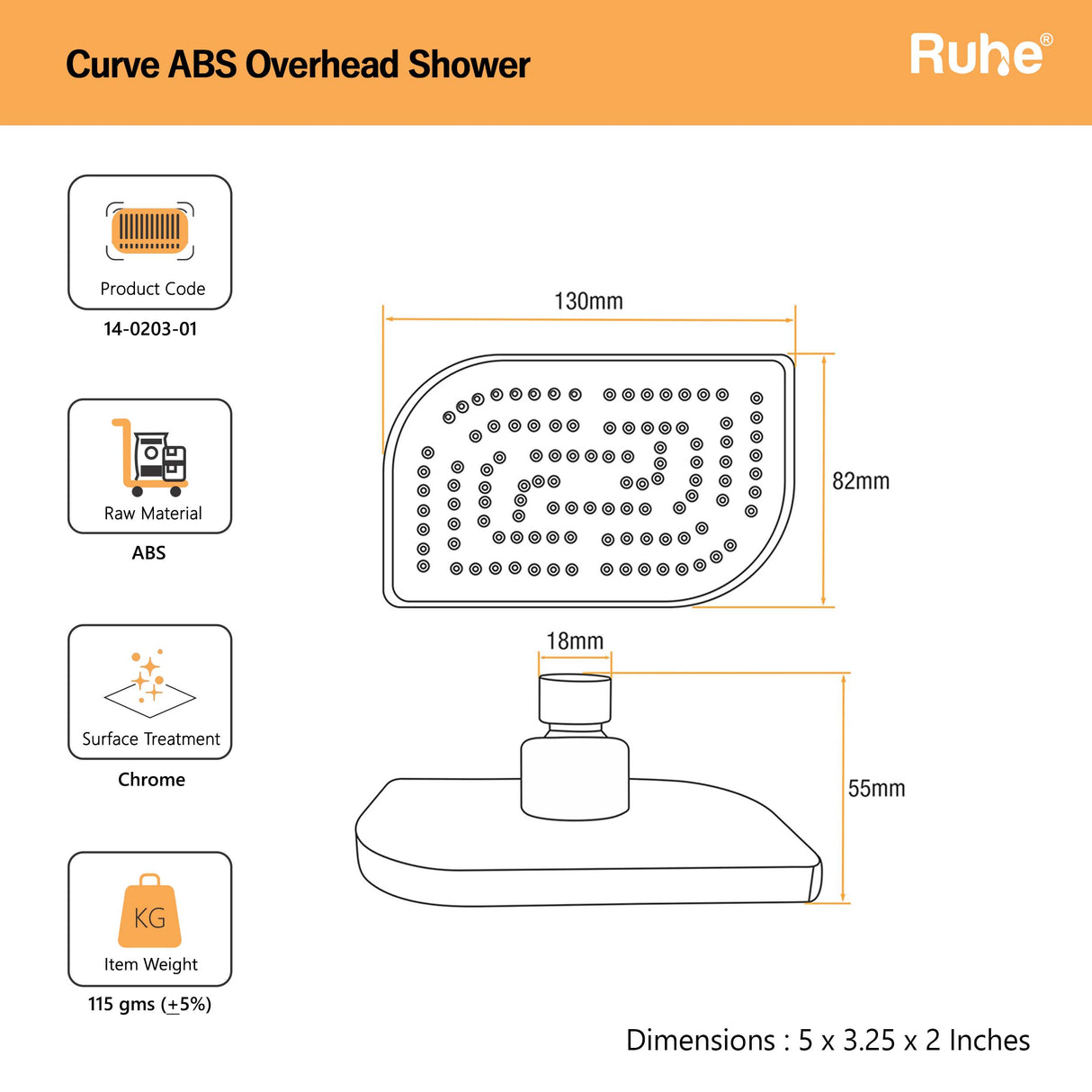 Curve Overhead Shower