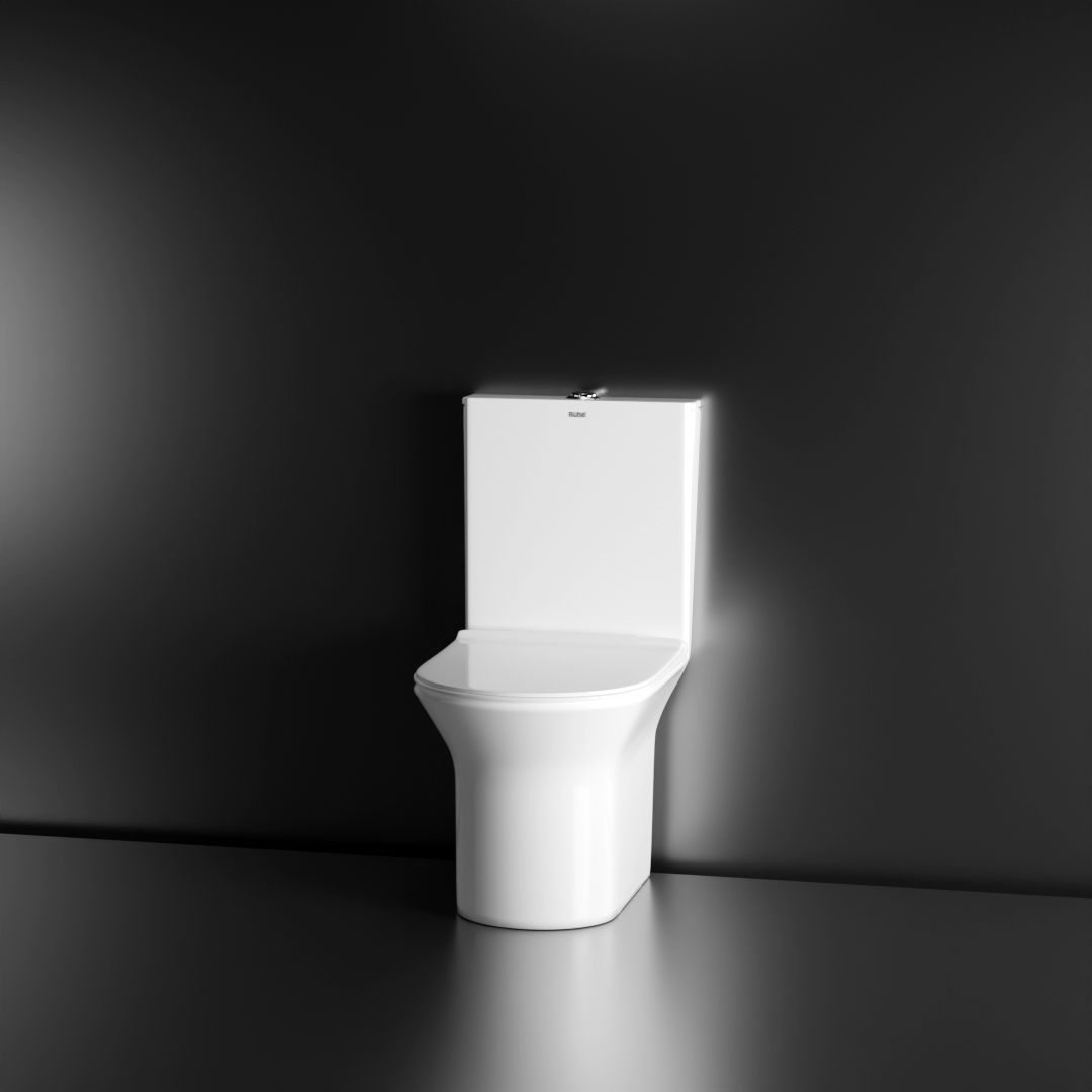 Dune One-Piece Rimless P-Trap Western Toilet / Commode (White) - by Ruhe