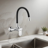 Demure Single Lever Wall-mount Kitchen Sink Mixer Tap with Coloured Silicone Spout