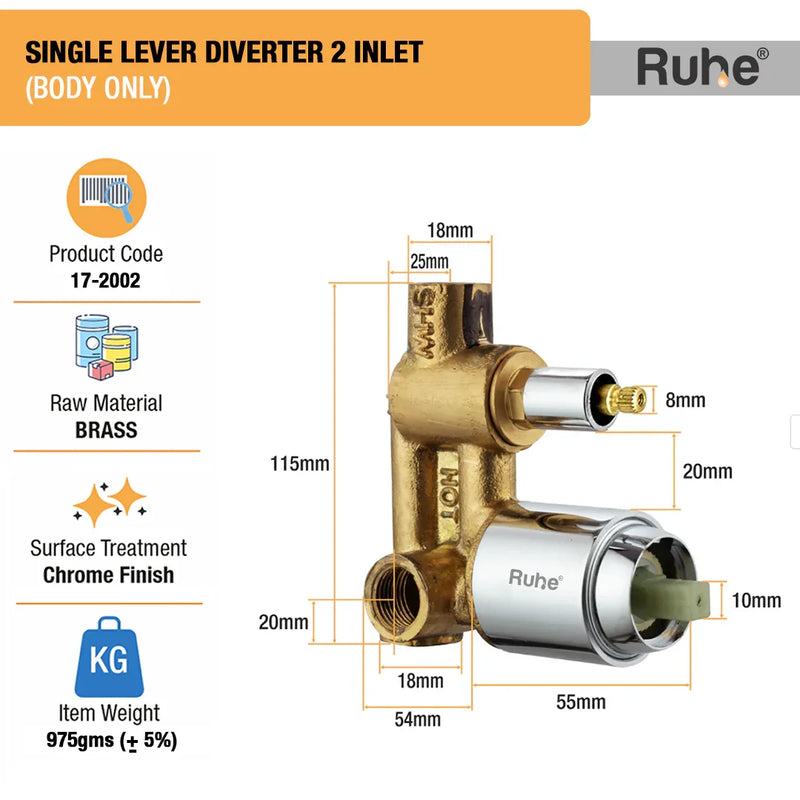 Single Lever 2-inlet Diverter (Body only) - by Ruhe