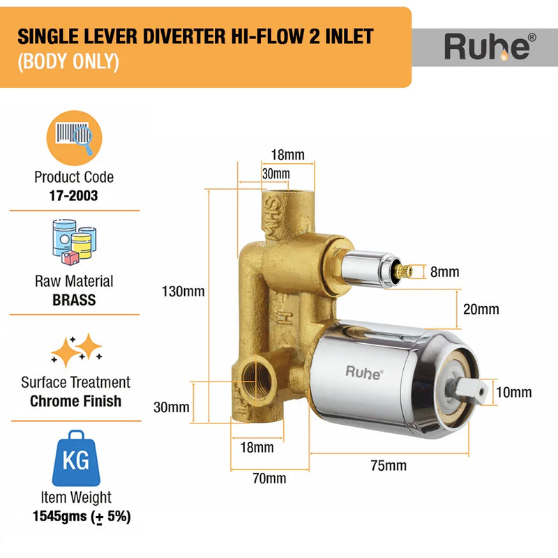 Single Lever 2-inlet High-Flow Diverter (Body only) - by Ruhe