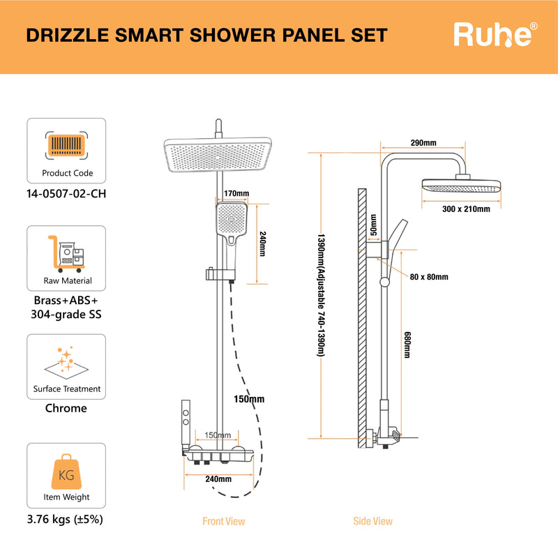 Drizzle Smart Shower Panel Set