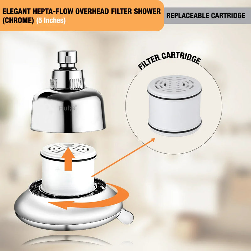 Elegant Hepta-Flow Overhead Filter Shower (Chrome) (5 Inches)