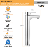 Elixir Single Lever Deck-mount Tall Body Wash Basin Mixer Tap - by Ruhe