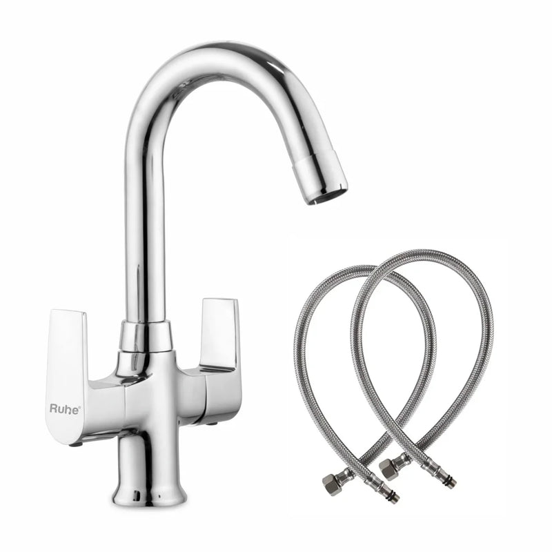 Elixir Deck Mount Wash Basin Mixer Tap with Swivel Spout