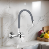 Eclipse Single Lever Wall-mount Kitchen Sink Mixer Tap with Grey Silicone Spout - by Ruhe®