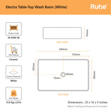 Electra Table-Top Wash Basin (Dimensions)
