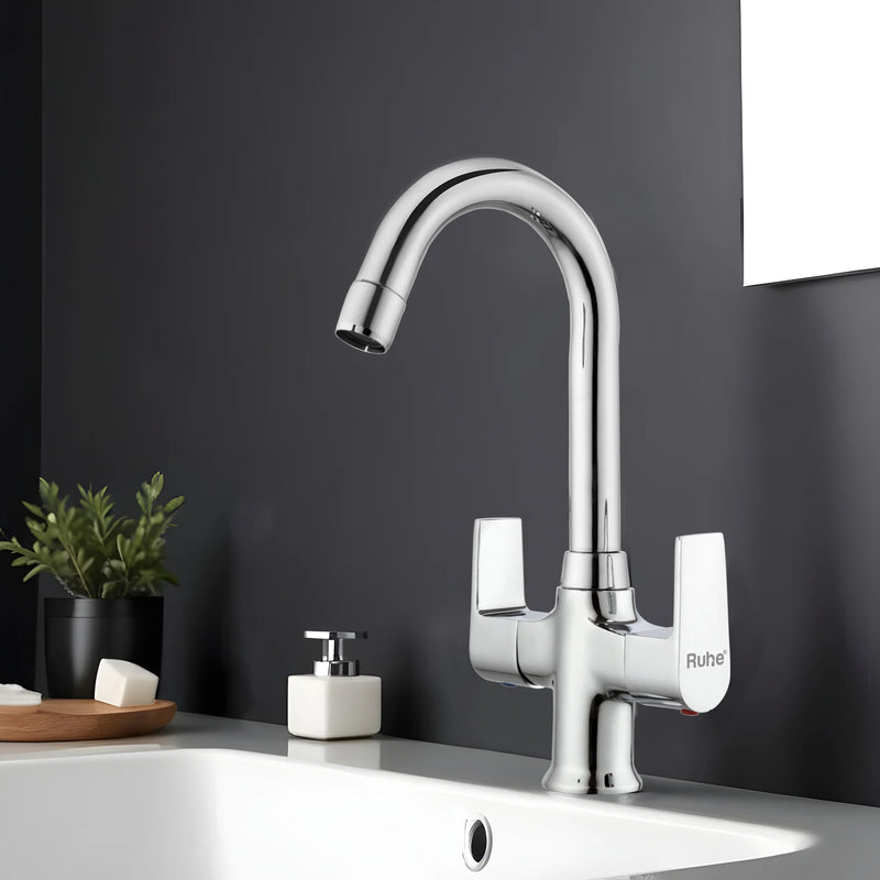 Elixir Deck Mount Wash Basin Mixer Tap with Swivel Spout