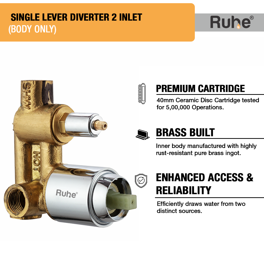 Single Lever 2-inlet Diverter (Body only) - by Ruhe®