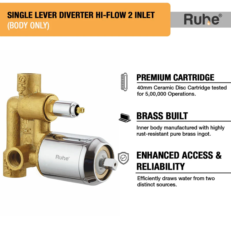 Single Lever 2-inlet High-Flow Diverter (Body only) - by Ruhe