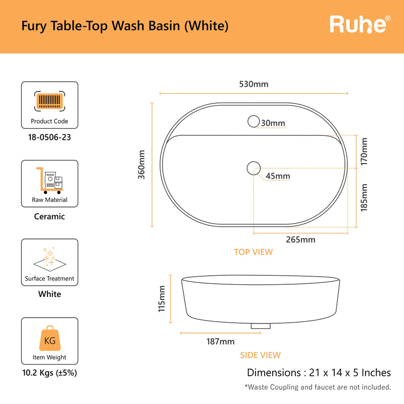 Fury Table Top Wash Basin