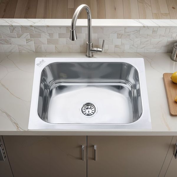 Square Single Bowl 304-Grade Kitchen Sink (24 x 18 x 9 inches)– by Ruhe