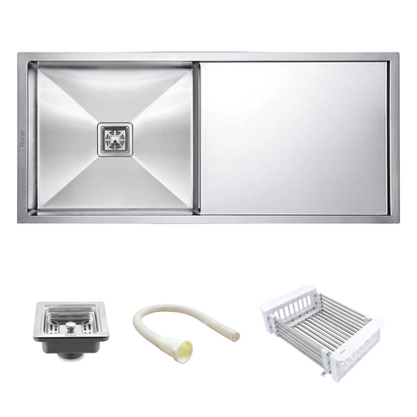 Handmade Single Bowl with Drainboard Kitchen Sink (37 x 18 x 10 Inches)