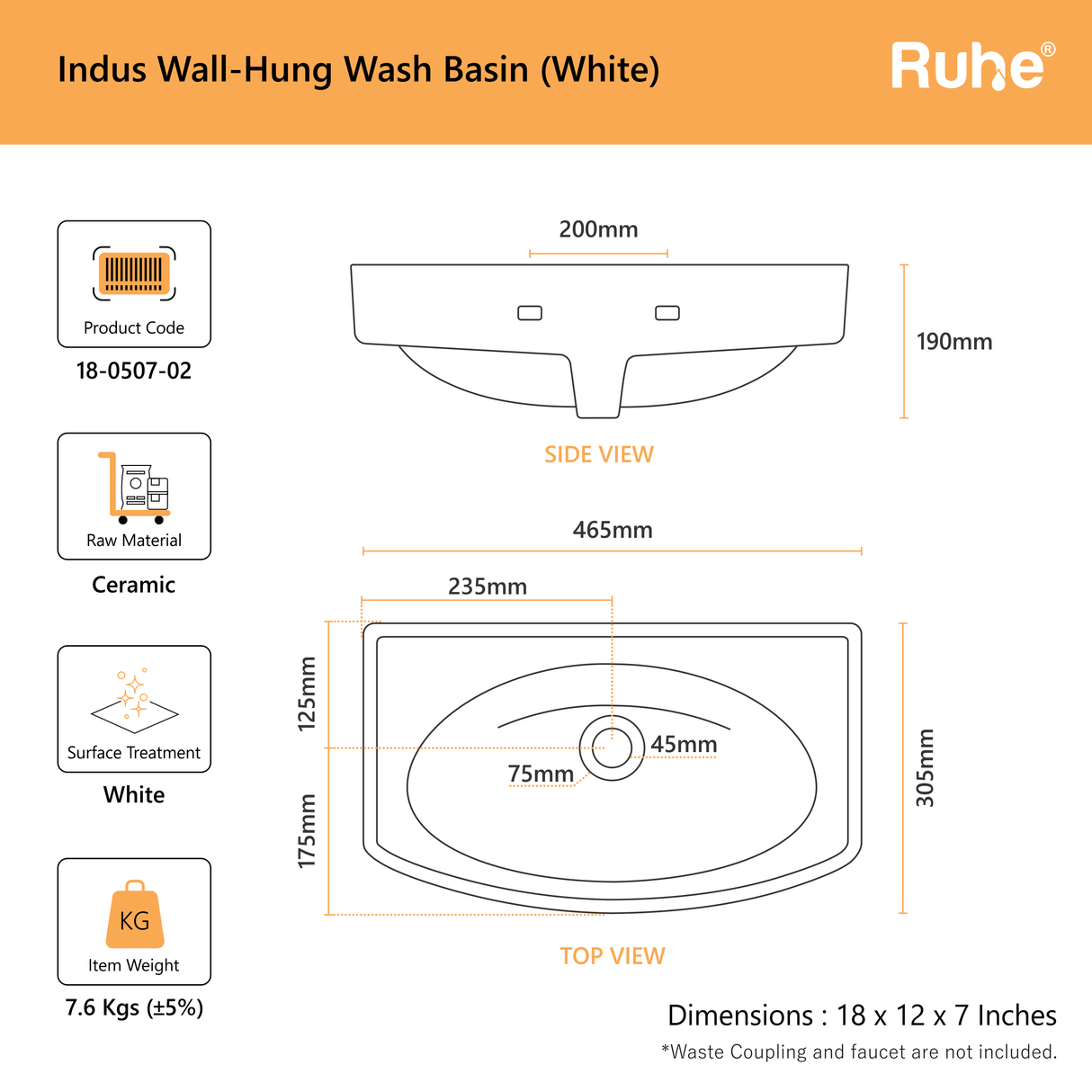 Indus Wall-hung Wash Basin