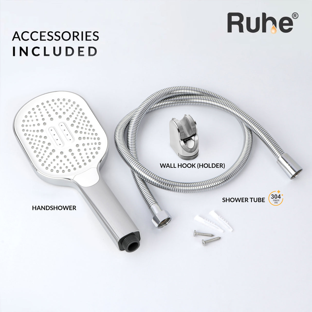 Ivory ABS Multi-flow Hand Shower with Flexible Tube (304-SS) and Hook - by Ruhe